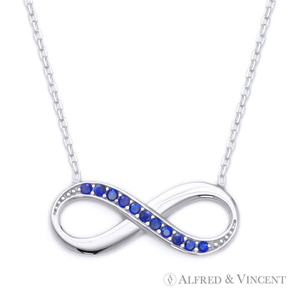 Infinity Charm CZ Crystal Pendant in .925 Sterling Silver w/ Rhodium - Picture 1 of 1